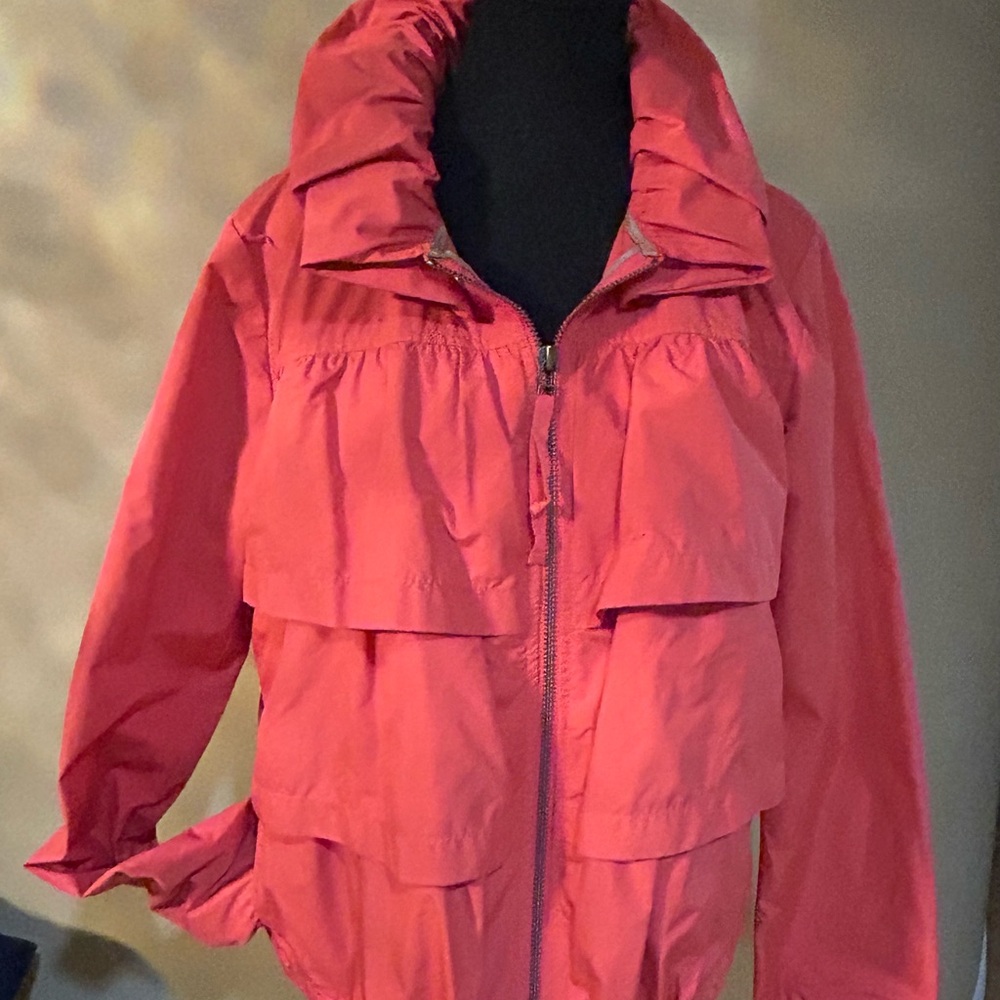 LOFT Coral Layered Ruffle Utility Jacket